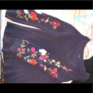 Purple embroidered sweater